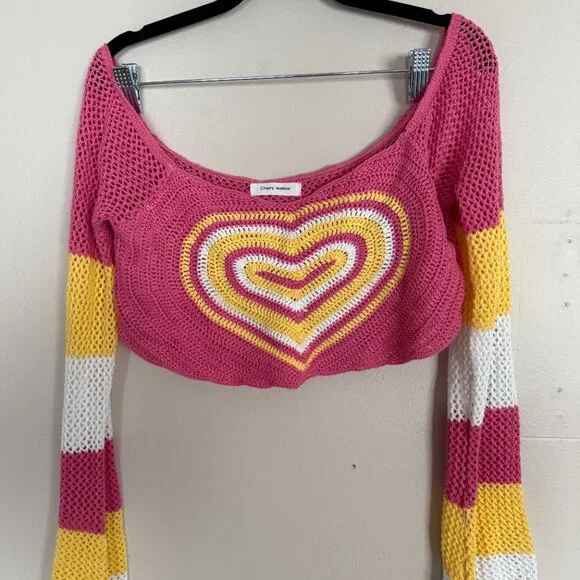 Crochet knit crop top and mini skirt matching set Festival Coachella Club size M - Picture 9 of 11